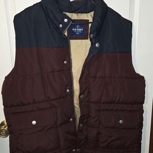 Old Navy Men's Brown and Black Puffer Vest